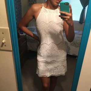 White Lace Halter Dress